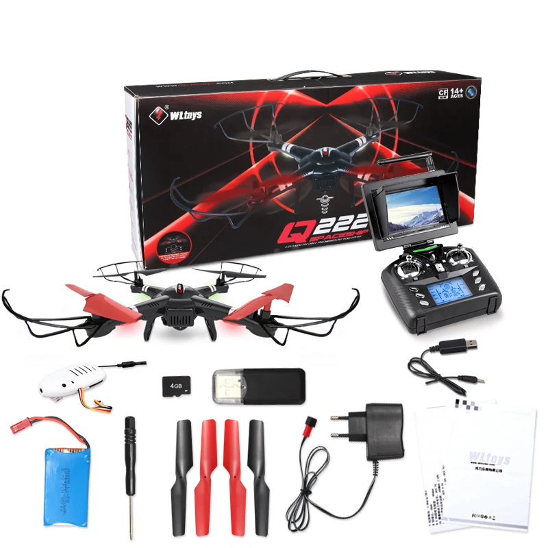 WLtoys Q222 Квадрокоптер Дрон 4CH Q222G 5,8G FPV цифровая передача дроны вертолет HD камера с ЖК-экраном игрушка для подарков