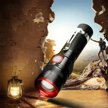 

Portable Zoomable USB T6 LED Flashlights Hiking Fishing 3 Modes Flashlight for camping, cycling, work, etc
