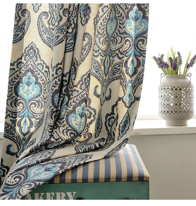 Curtains for Living Dining Room Bedroom Sterylene Printed Curtains Softy Classical Euro Blackout Curtains Home Decoration Cloth