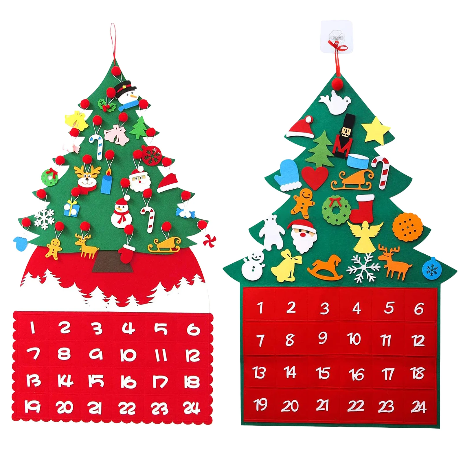 Christmas Advent Calendar 24 Days with Pocket for Surprise Gifts Felt  Christmas Tree Countdown Hanging Decorations for Kids DIY _ - AliExpress  Mobile