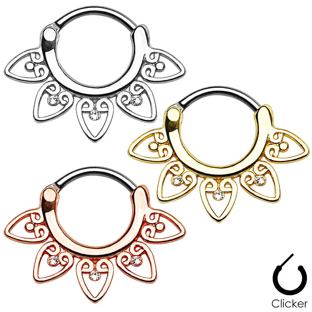 1 шт. шарнирная носовая перегородка кольцо кликер пирсинг для уха спираль манжета