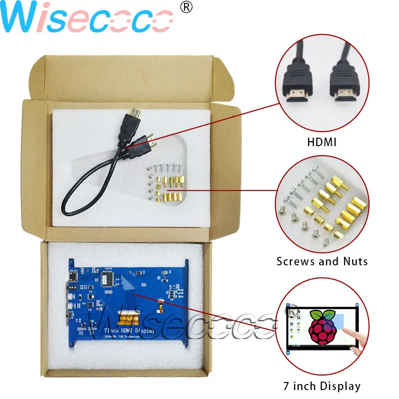 Raspberry Pi 7 дюймовым ЖК-дисплеем модулем Дисплей HDMI 1024*600(пиксель) с емкостной сенсорной панелью для Raspberry Pi 4 3B+/3B Banana Pi