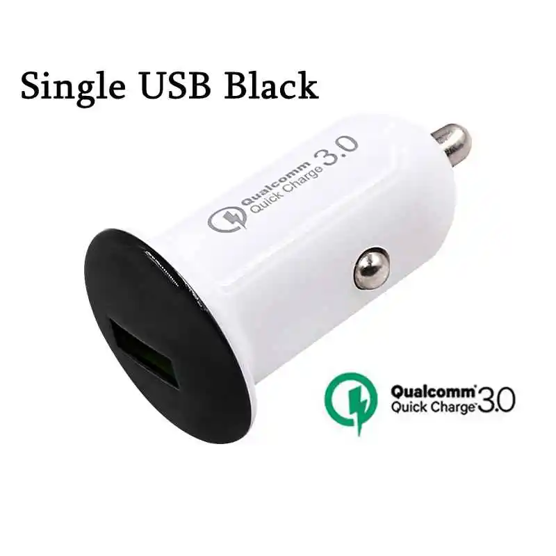 Быстрая зарядка 3,0 USB Автомобильное зарядное устройство для iPhone xs samsung Xiaomi Mini Dual USB Автомобильное быстрое зарядное устройство адаптер для мобильного телефона - Тип штекера: Black