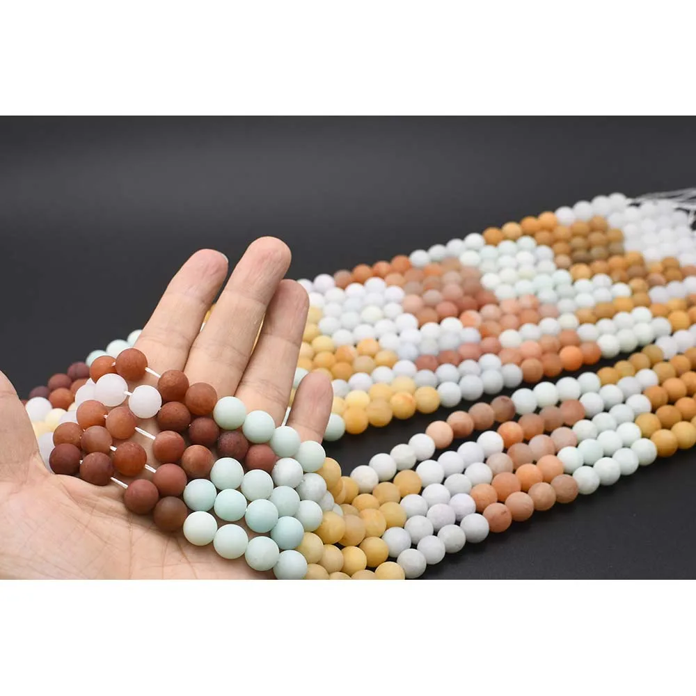 6-10mm AA Natural frosted surface Colored gemstone round Stone Beads For DIY necklace bracelet jewelry making 15 