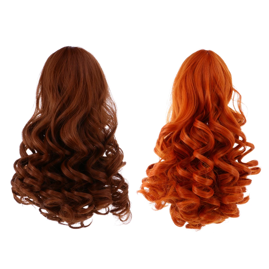 2 Pieces Stylish 18in Doll Long Hair Wig DIY American Doll Accessories