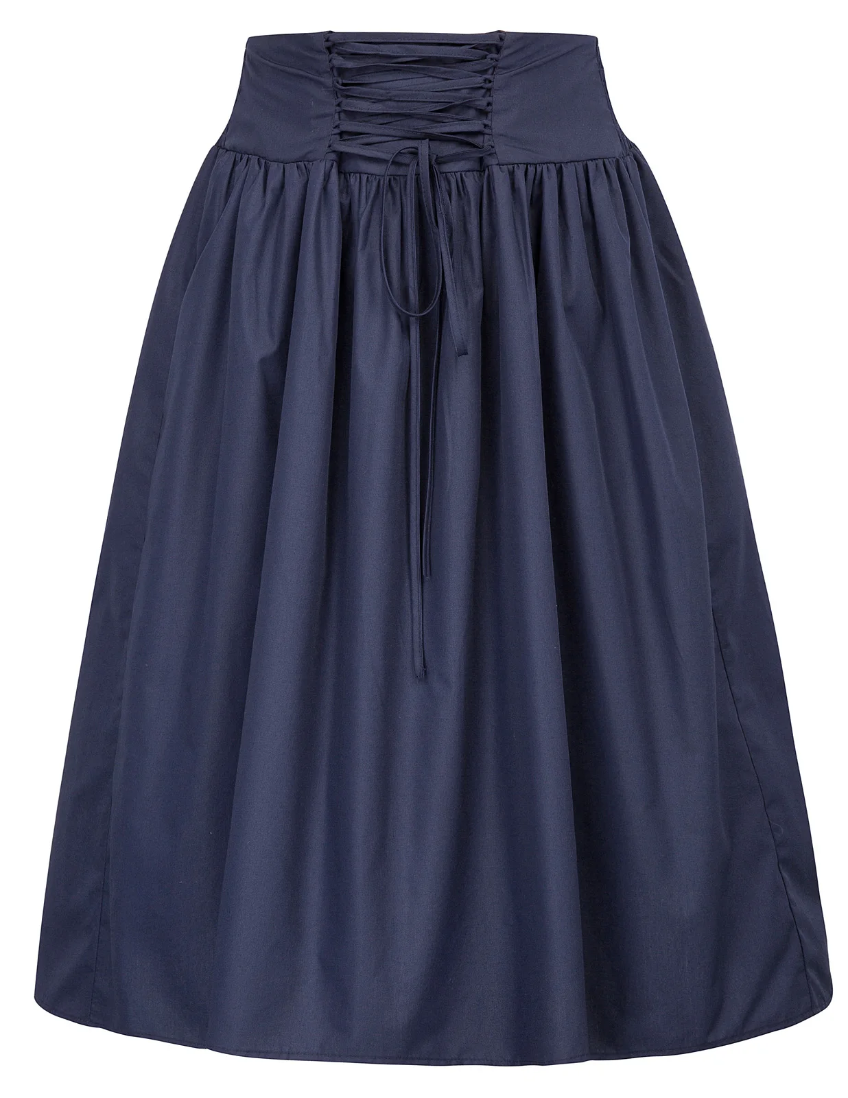 

Navy Blue Skirt Fit And Flare Elegant A-Line Plain Black Casual Lace-up Women's High Waist