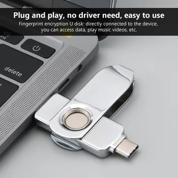 

Fingerprint Encryption U Disk Usb Disk With Usb Type-C Data Interface Flash Disk Usb Memory Recognition Fingerprint