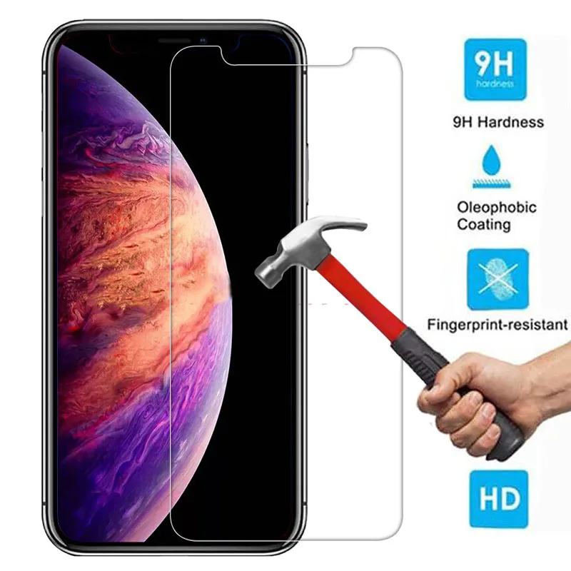 Закаленное стекло 2 шт./лот защита экрана Защитное для iPhone X XS Max XR 11 Pro 5 6 S 7 8 Plus