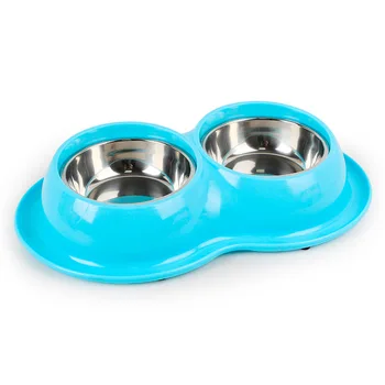 

Pet Feeders Drinking Water Device Puppy Cat Dog Bowl Plastic Stainless Steel Combination Double Bowl Food Dish Pet Supplies