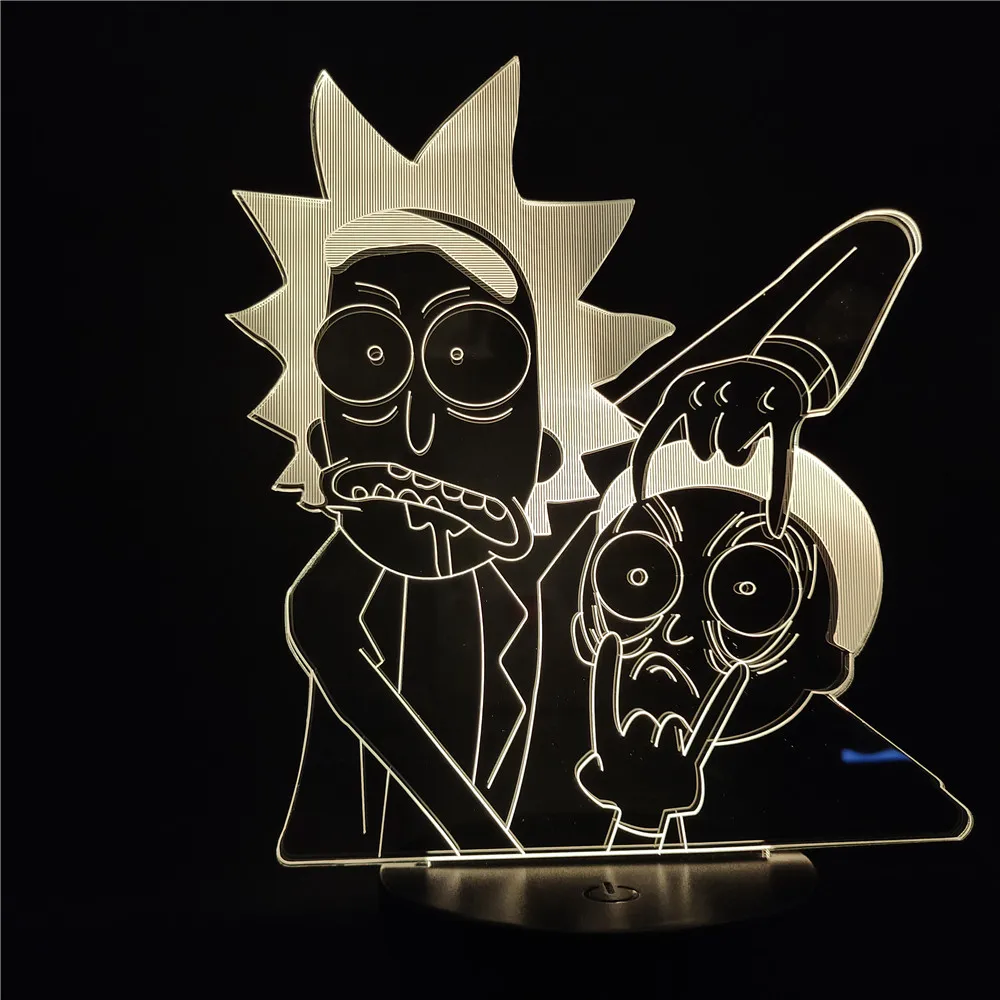 Anime Cartoon Rick and Morty Figure Action LED Night Light Figurine Toys for Kids Color Change Model Brinquedos Doll Figma Gift