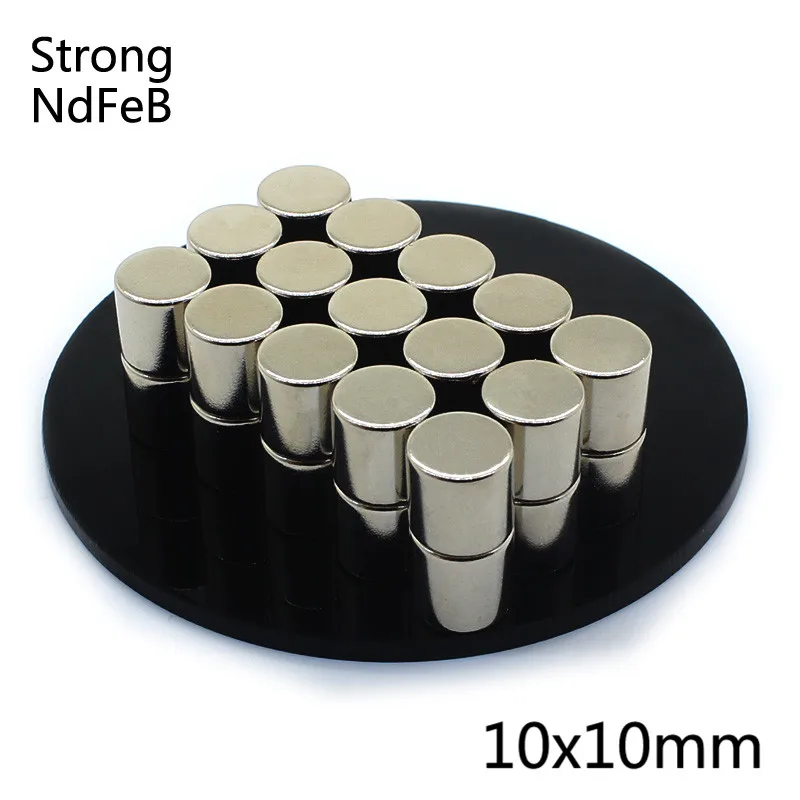 10Pcs 10x10mm Neodymium Magnet Small Round Super Strong Powerful t N35 Permanent Magnetic Magnets For Craft Gallium Metal