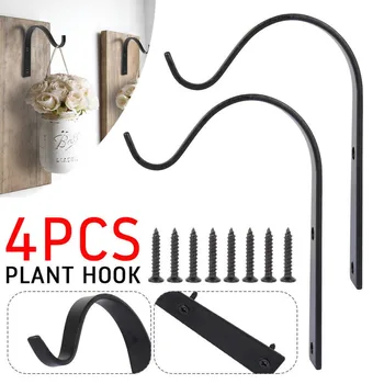 

4pcs Iron Hanging Hook Hanger Basket Lantern Wall Light Plants Pots Hanging Hooks Flower Stand Balcony Home Decoration