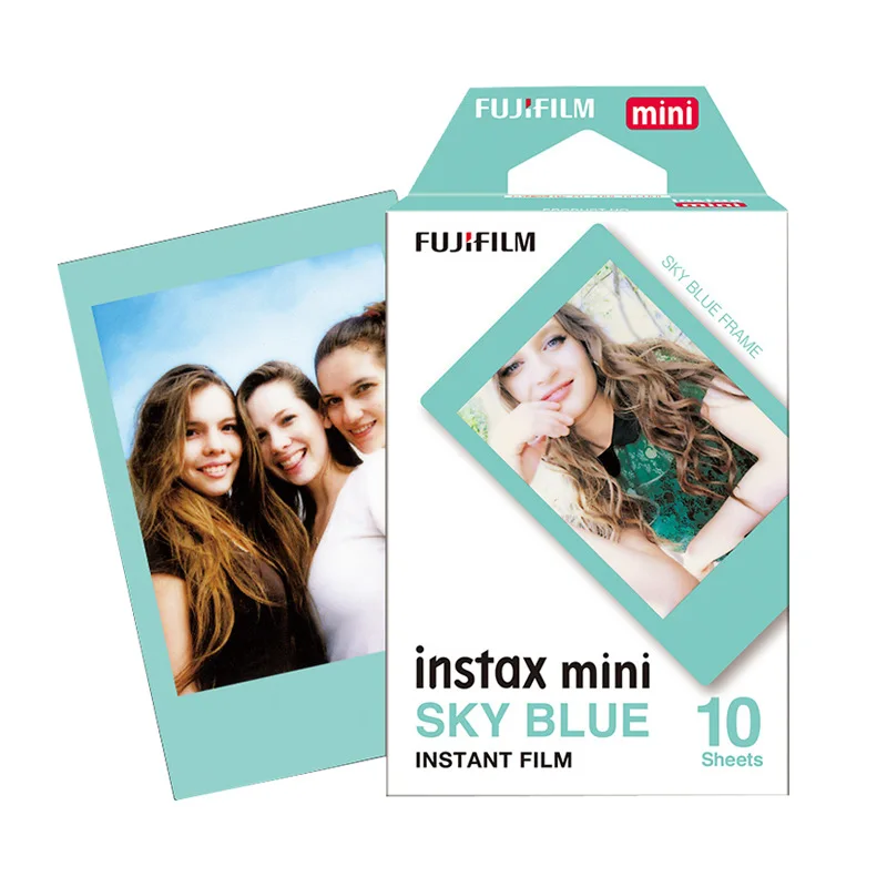 Фотобумага fujifilm instax mini 3 дюйма 10 листов с цветными краями для instant camera mini 7s 25 50s 8 90 - Цвет: Blue edge