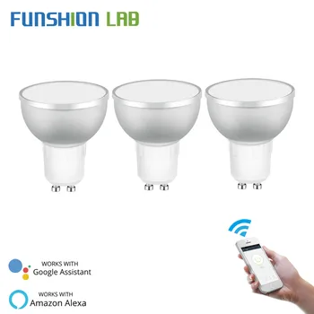

WiFi Smart LED Light Bulb 2700-6500k RGBCW Warm White Daylight Multicolor 50W Equivalent Work with Alexa Google Home GU10 3 Pack
