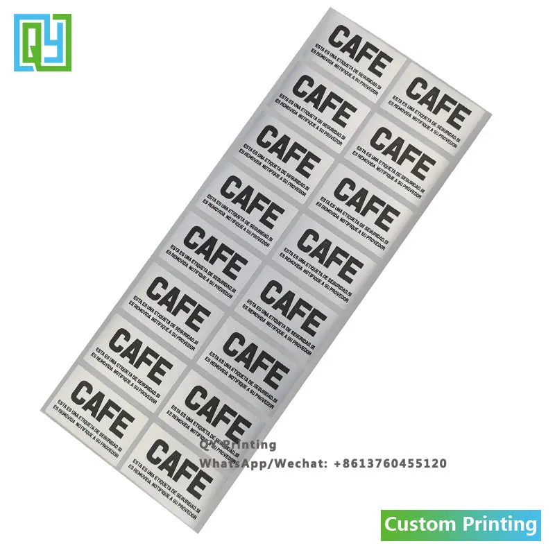 1000pcs 25x40mm 무료 배송 사용자 정의 로고 인쇄 실버 애완 동물 보안 인감 Void 레이블 봉투 씰링 테이프 보안 스티커