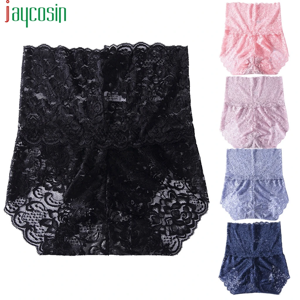 Нижнее белье Женские Трусики с высокой талией Кружева прозрачного размера плюс