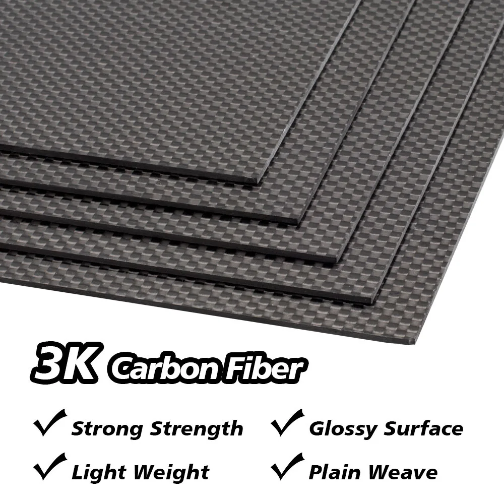 

2/1.5/1/0.5 mm 3K Carbon Fiber Panel Sheet Zero Fiberglass Carbon Fiber Board for Multicopter, Helicopter RC Airplanes 20*30cm