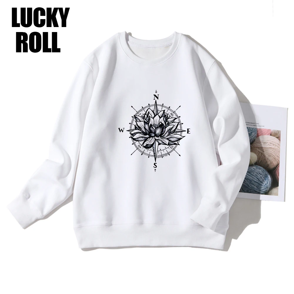 

LUCKYROLL Womens Clothing Streetwear Sweatshirt 2020 Runners Compass Flowers Graphics Print Long Pullover Designer Sweatshirts