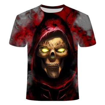 

2019 Summer New 3d Skull T shirt Men Short sleeve shirt Funny T shirts Rock Japan Punk Anime Gothic Rock 3dT-shirt Mens Clothing