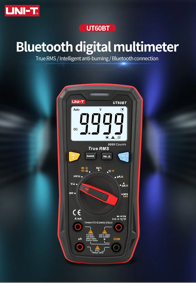 UNI-T Digital Smart Multimeter UT60S UT60BT 1000V AC DC Voltmeter Ammeter True RMS Capacitor Temperature Tester multimeter optical spectrum analyzer