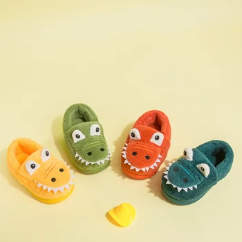 

Flock Upper Cute Dinosaur Pattern Baby Cotton Shoes 1-5 Years Old Winter Warm Indoor Non-slip Boy Girl Children Shoes D07145