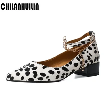 

fashion horse hair office lady women mary Jane shoes thick heels pointed toe buckle platform pumps party wedding prom footwear