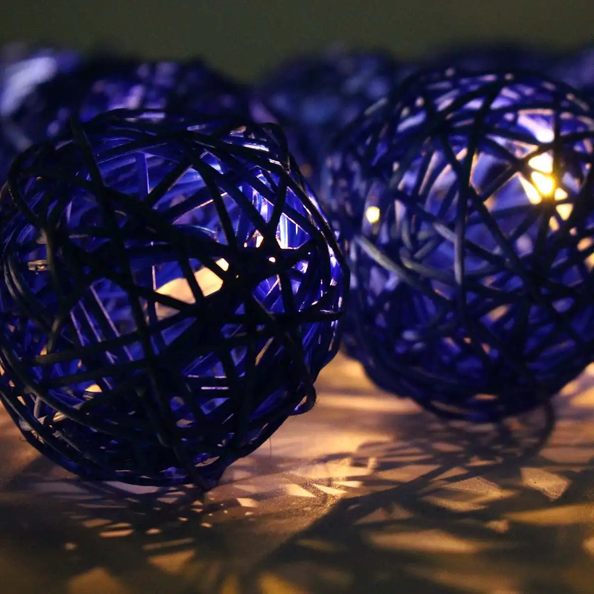 DIY Rattan Ball String Lights 1.2m Romantic Outdoor Indoor Christmas Lamps Colorful Garland Party Round Sepak Takraw Lighting
