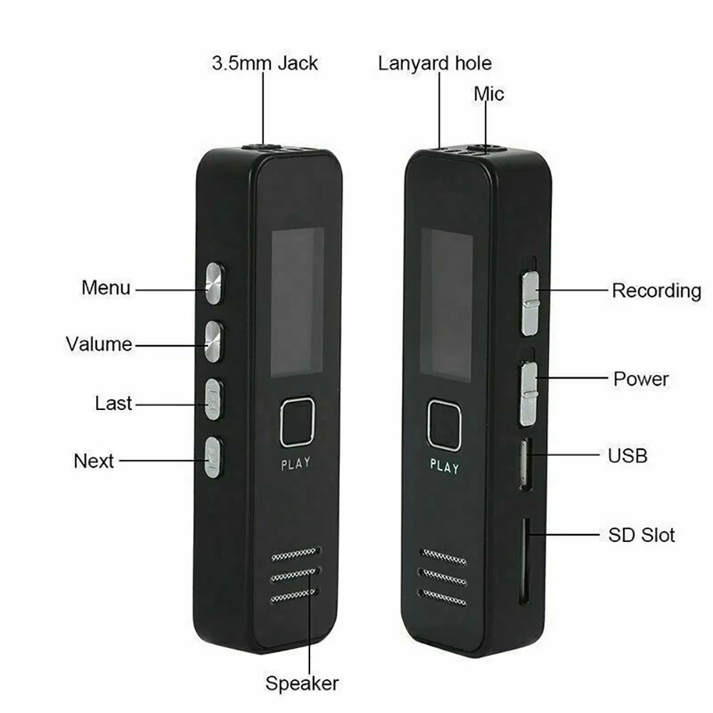 USB диктофон 32 Гб перезаряжаемый цифровой Аудио Диктофон MP3 плеер DSP шумоподавление HD удаленная запись