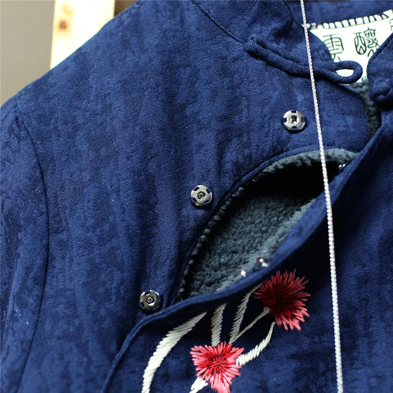 Johnature, женское платье с цветочной вышивкой, китайский стиль, Cheongsam, зима, новинка, стоячий длинный рукав, хлопок, лен, халаты, женское платье