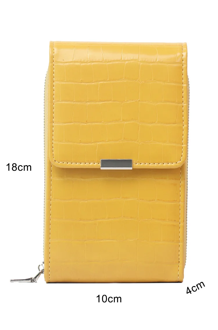 Модный кожаный держатель для карт желтого цвета из крокодиловой кожи с ремешком на шею
