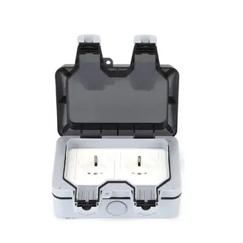 

IP66 Weatherproof Waterproof Outdoor Wall Power Socket 16A Double EU Standard Electrical Outlet Grounded AC 110~250V