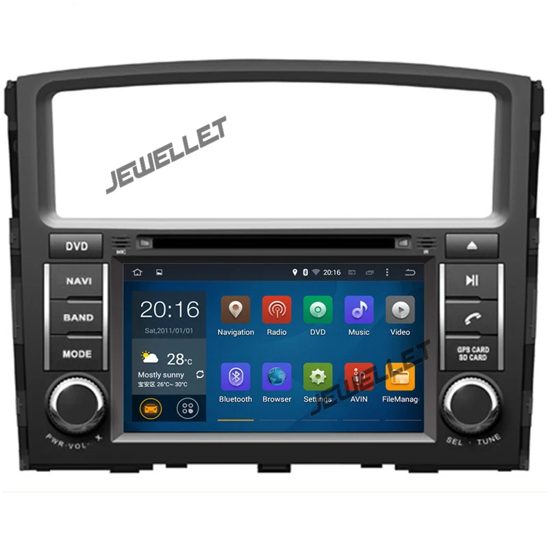 Top Quad core 1024*600 HD screen Android 9.0 Car DVD GPS radio Navigation for Mitsubishi Pajero 2007-2016 with 4G/Wifi OBD DVR 1080P 5