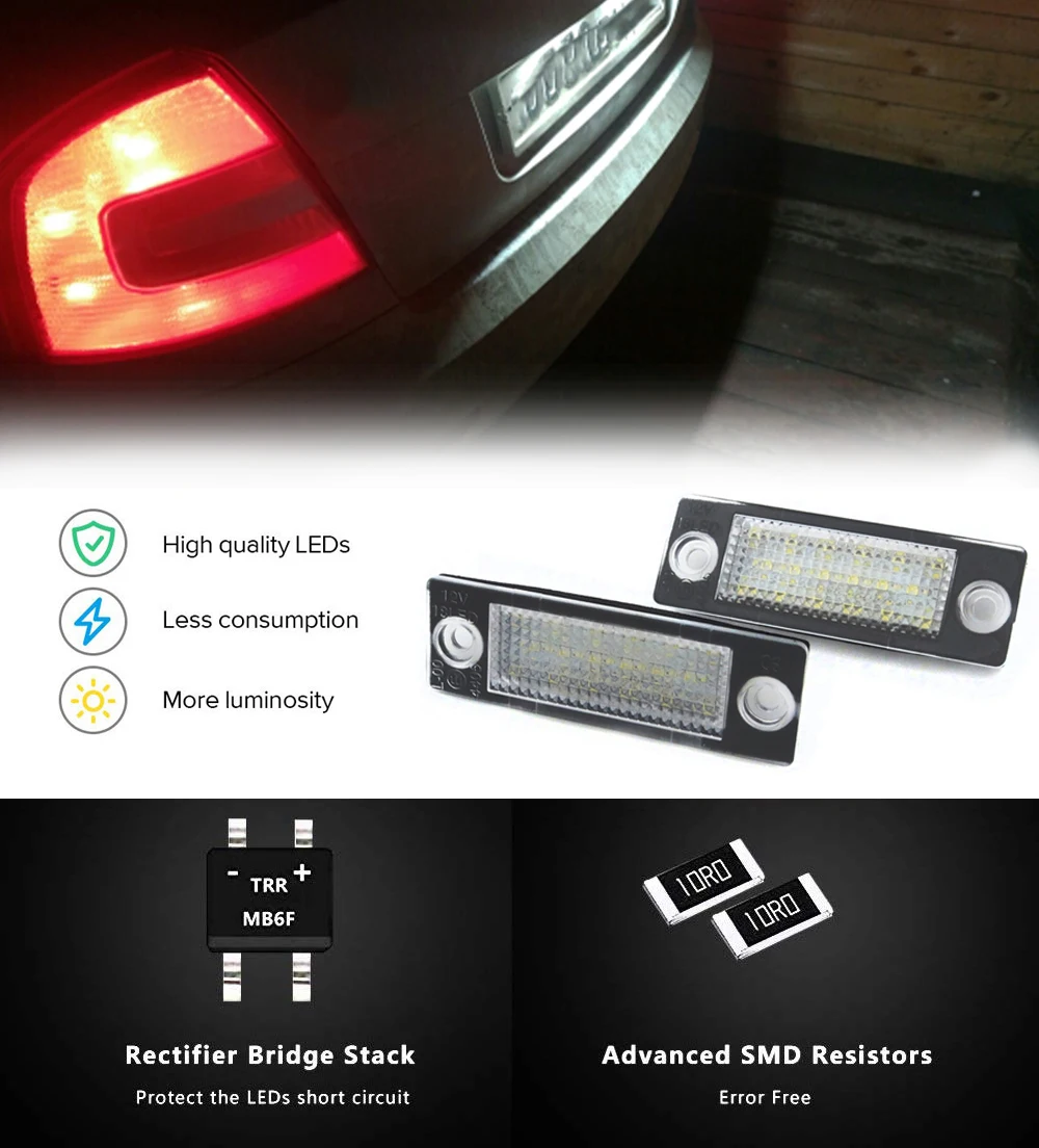 Led para Número do Carro Luz para Placa de Licença Lâmpadas Lâmpada Transmitor t5 t6 Golf Plus Passat b5 b6 Caddy Jetta Mk3 Synmicro Mk5 Touran Mk1 2 vw 7 Lâmpada de sinal
