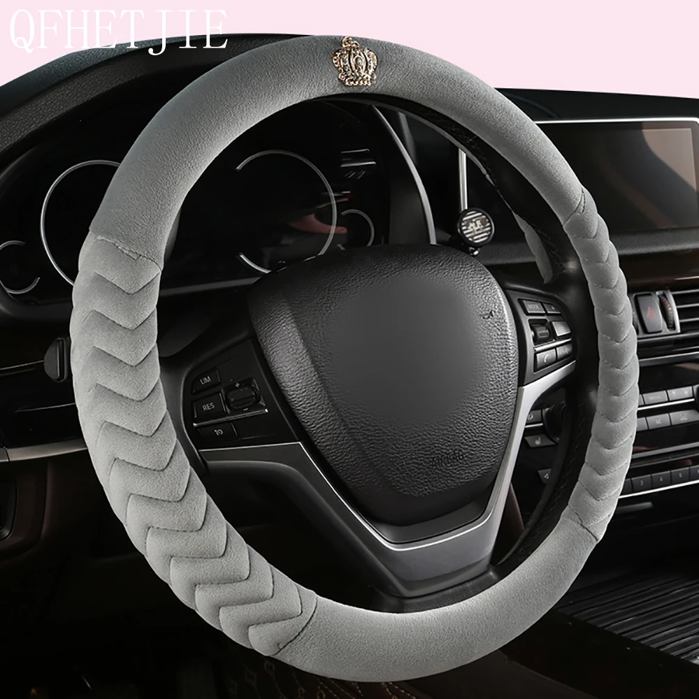 

QFHETJIE New Warm Plush Car Steering Wheel Cover Interior Крышкарулевогоколесаавтомобиля Fashion and Colorful Atmosphere
