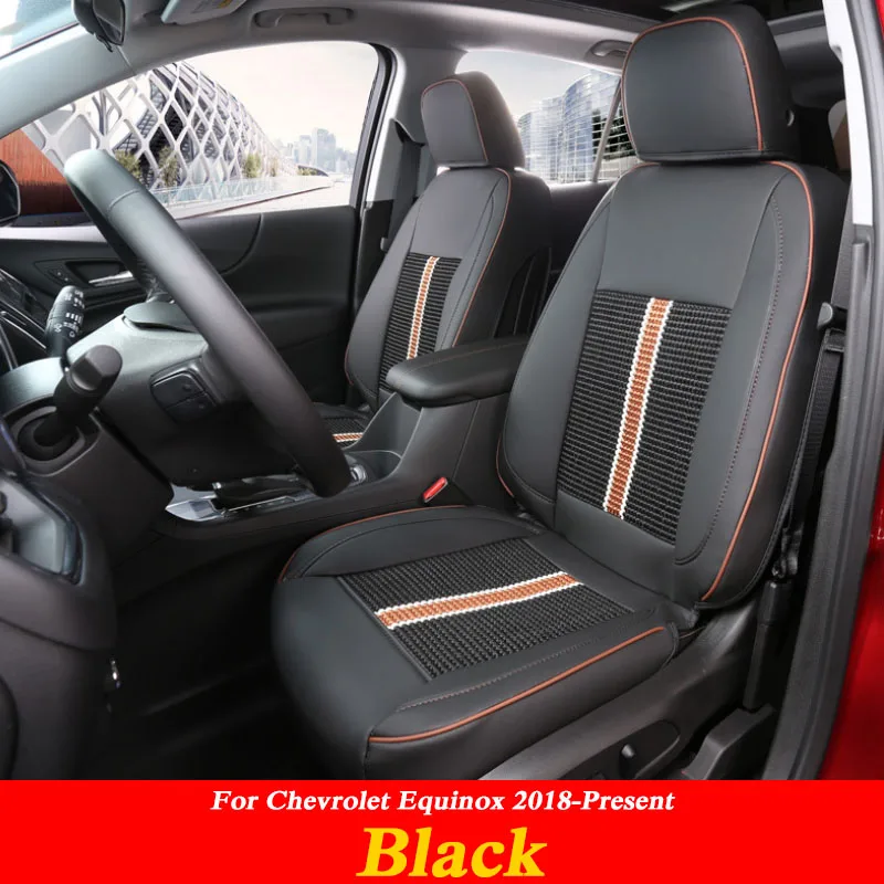 Чехлы для автомобильных сидений, набор кожаных чехлов для Chevrolet Equinox,-Н. В., автомобильные Чехлы, стильные Защитные подушки для сидений, внутренние аксессуары - Название цвета: Black