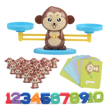 

Monkey Digital Balance Scale Toy Early Learning Children Enlightenment Digital Math Table Game Toys English Version
