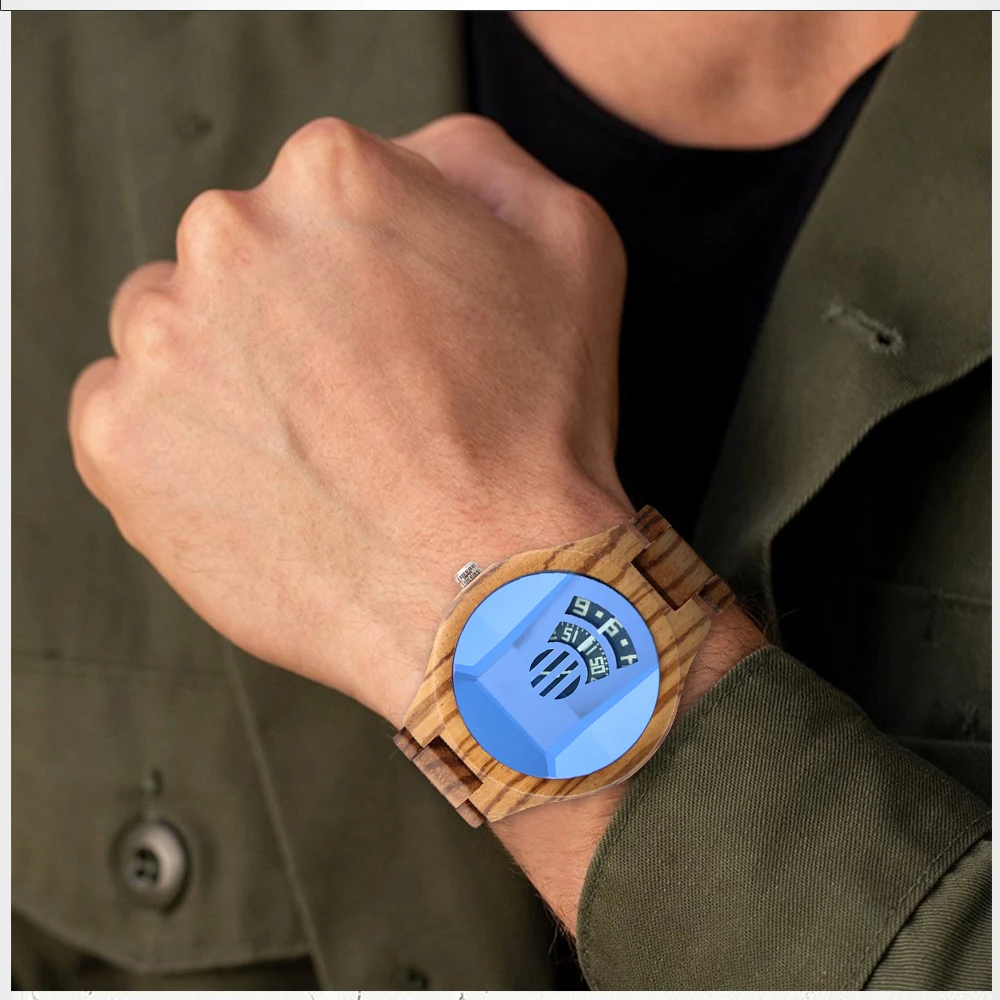 Multifunction Wooden Watches Mens Creative Wristwatch Quartz  Watch Ebony Maple Red Sandalwood Clock Full Wood Strap Male Reloj