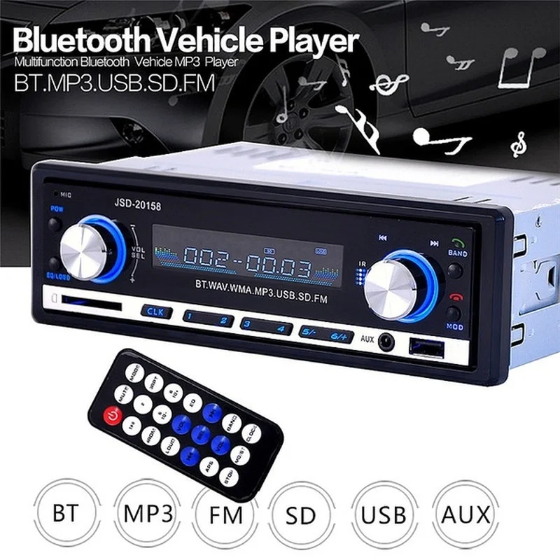 20158 Авторадио одиночный 1Din Bluetooth автомобильный стерео аудио в-тире FM AUX вход приемник USB MP3 радио плеер - Цвет: 20158