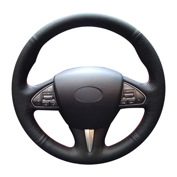 

Hand Sew Black Artificial Leather Car Steering Wheel Cover for Infiniti Q50 2014 2015 QX50 2015