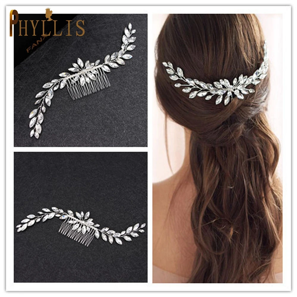 Pearl Wedding Comb Head Jewelry Bride Hair Clips Floral Headpiece Crystal Tiaras Bridal