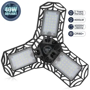 

LED Garage Light 360 Degrees Deformable Ceiling Light For Home Warehouse Workshop Folding Three-Leaf Deformation Lamp