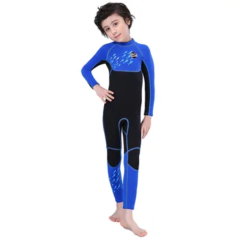 

Hit Color Long Sleeve Children Kid Swimsuit Wetsuit Patchwork Diving Suit Warm One-piece Warm Color Block Swimwear