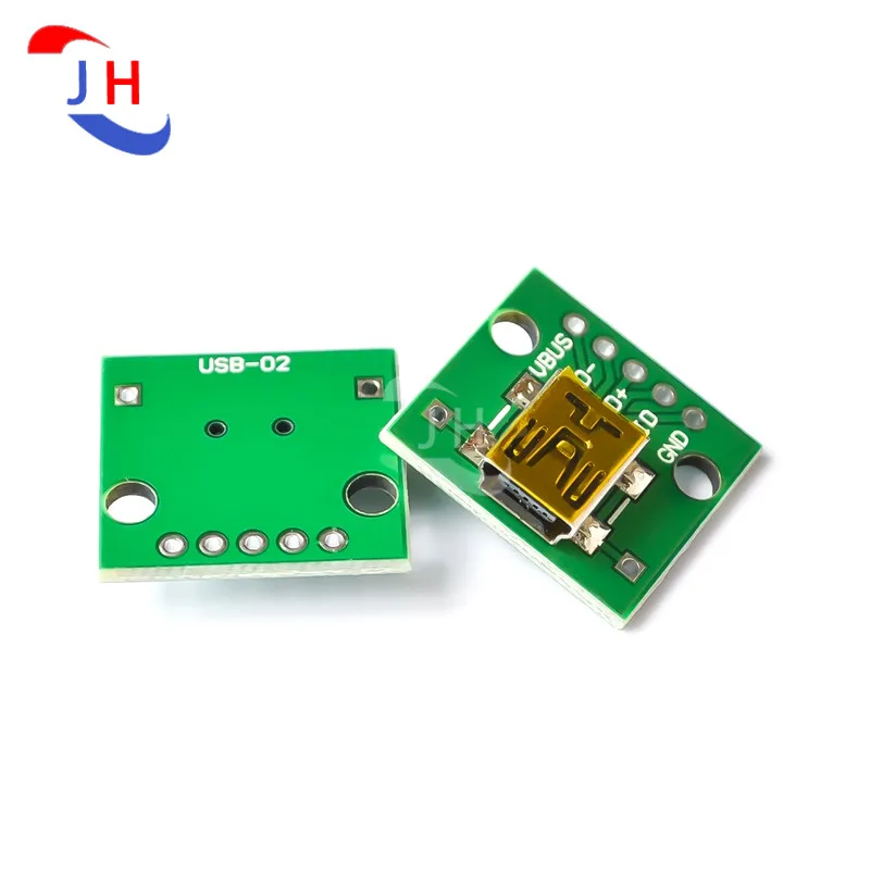 

10PCS USB to DIP Female Head Seat MINI5P Patch To 2.54mm Direct-inserted Welded Adapter Plate (U8)