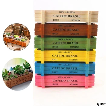 

Vintage Wood Garden Flower Planter Succulent Pot Rectangle Trough Box Plant Bed