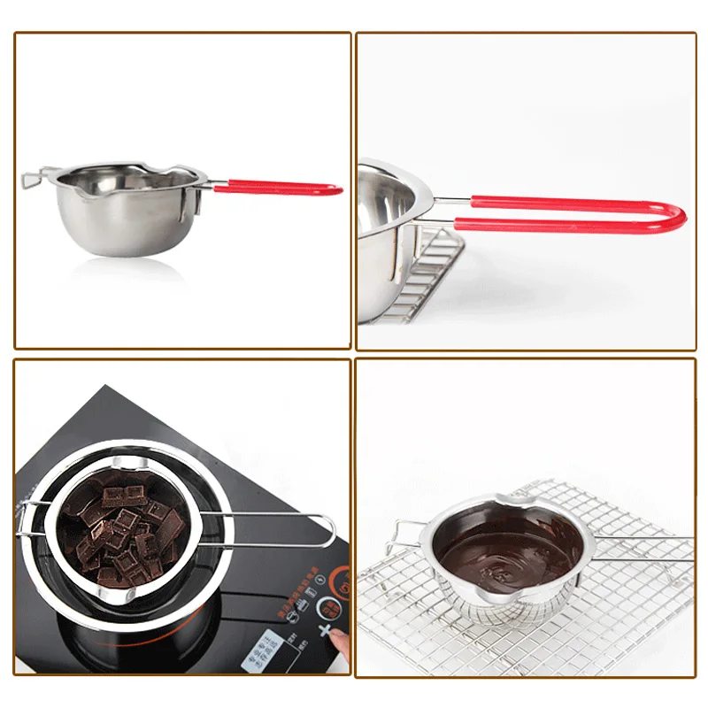 1pc Hook Design Stainless Steel Bowl Butter Chocolate Melting Pot Heating Spoon Pan JS22
