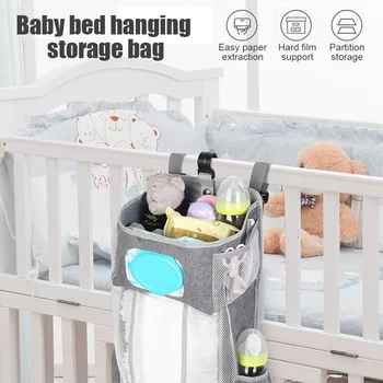 

Infant Crib Bedside Organizer Diapers Pocket Multifunctional Home Hanging Storage Bag Bedding Accessories Baby Bed Oxford Cloth