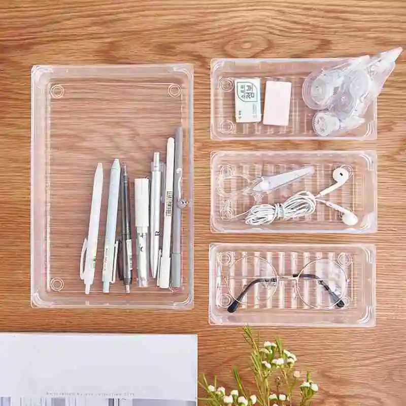 

6pcsTransparent and simple acrylic toiletries collection box Student dormitory desk drawer arrangement jewelry sorting box set