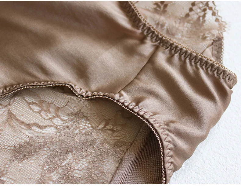 SuyaDream Damenhöschen, 2 Stück/Lot, 100 % natürliche Seide gefüttert, sexy Spitzen-Slips, Alltagskleidung, bequeme Intimunterwäsche, rosa, weiß – Detail 10