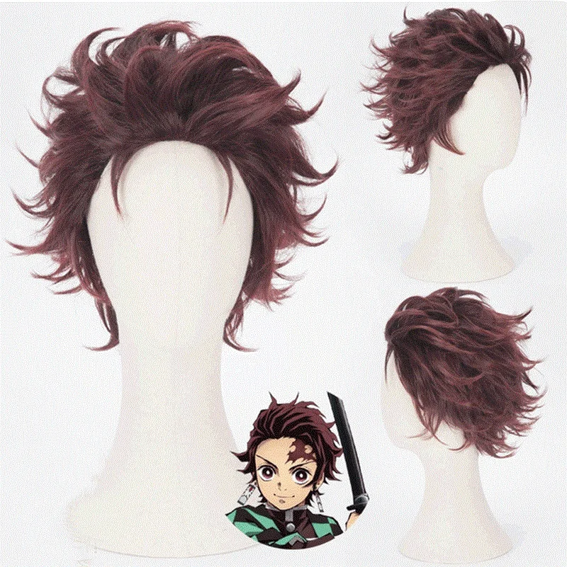Kamado Tanjirou Nezuko, парики для косплея, Demon Slayer, Kimetsu no Yaiba, парики для косплея, парики для волос Hashibira Inosuke Agatsuma Zenitsu - Цвет: Kamado Tanjirou