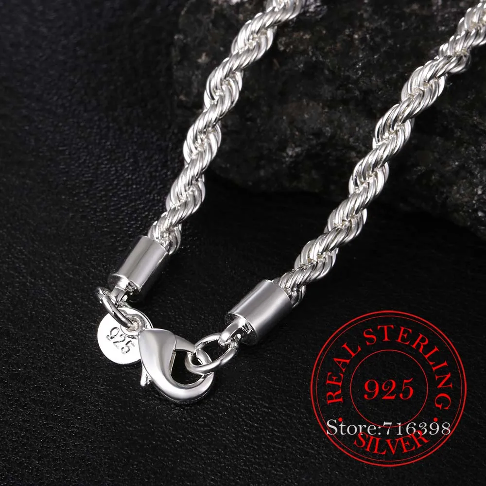 925 Sterling Silver 4mm Rope Chain 